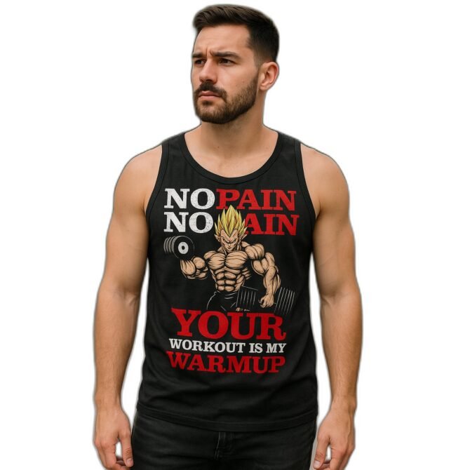 Musculosa Vegeta Gym Saiyan No Pain No Gain - Imagen actualizada 1
