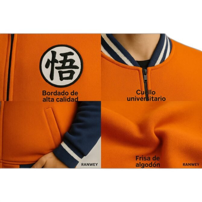 Campera Universitaria Bordada Dragon Ball - Imagen 3