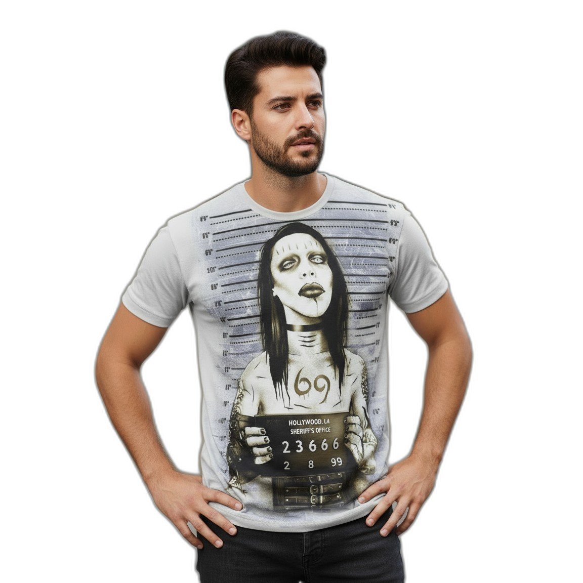 Remera Marilyn Manson Mugshots Preso