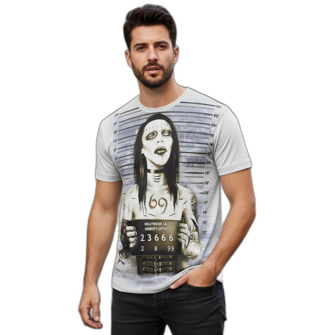 Remera Marilyn Manson Mugshots Preso