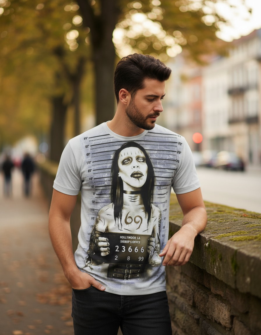 Remera Marilyn Manson Mugshots Preso