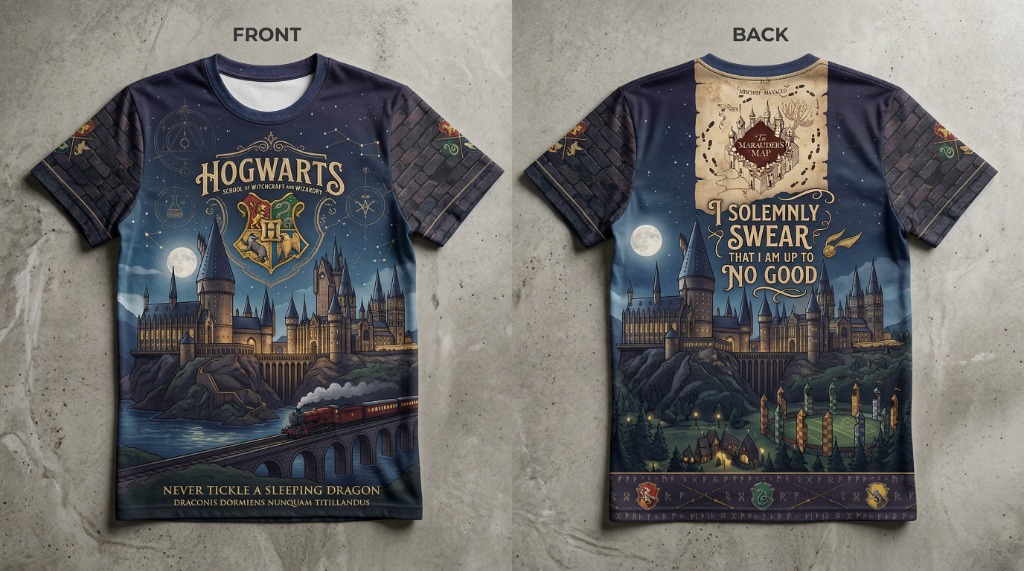 Remera Harry Potter Hogwarts Castillo Nocturno - Image 3