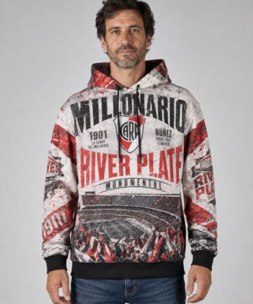 Buzo River Plate Millonario Monumental full print blanco rojo y negro