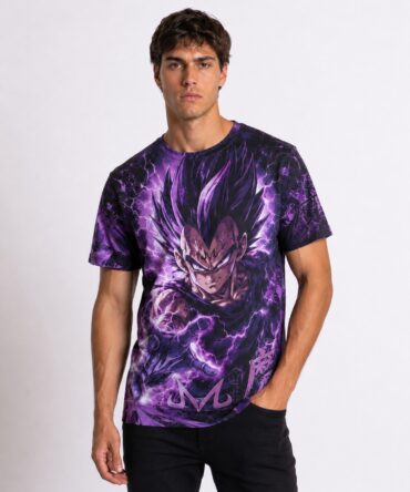 Remera Majin Vegeta Tormenta Purpura vista frontal