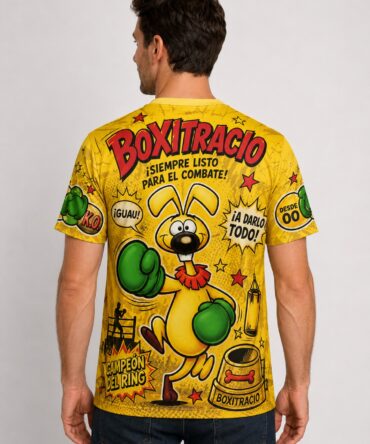 Remera amarilla Boxitracio Campeon del Ring vista espalda