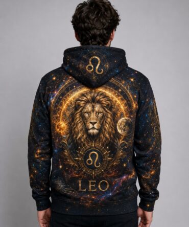 Buzo Leo signo zodiacal diseño cósmico full print Ranwey vista espalda