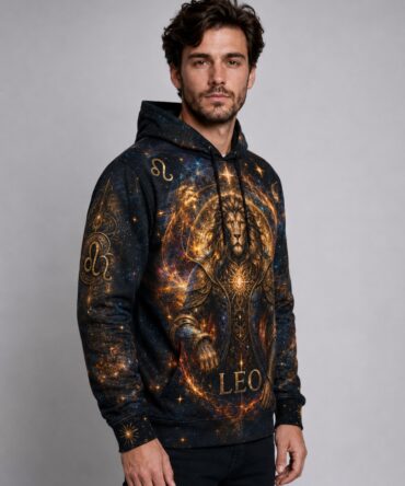 Buzo Leo signo zodiacal diseño cósmico full print Ranwey vista frontal