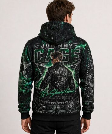 Buzo Mortal Kombat Johnny Cage negro y verde full print