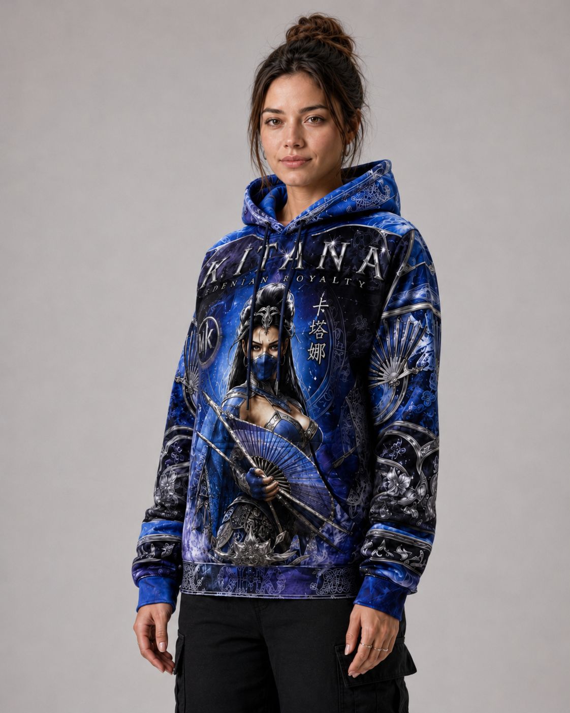Buzo Mortal Kombat Kitana azul y violeta full print