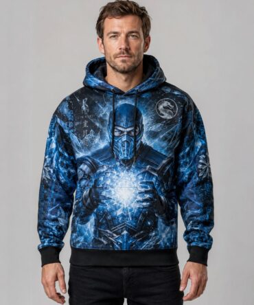 Buzo Mortal Kombat Sub-Zero azul y negro full print hielo