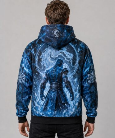 Buzo Mortal Kombat Sub-Zero azul y negro full print hielo