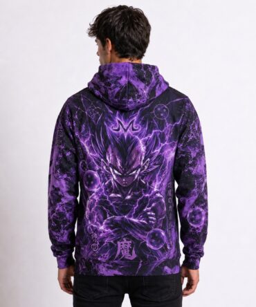 Buzo Majin Vegeta Ultra Ego Dragon Ball negro y violeta