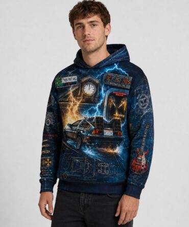 Buzo Volver al Futuro DeLorean 88 MPH azul full print