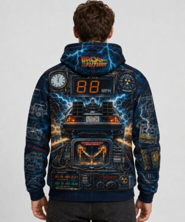 Buzo Volver al Futuro DeLorean 88 MPH azul full print