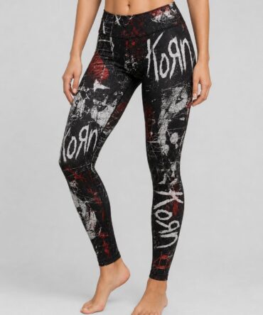 Calza de dama Korn diseño grunge negro rojo y blanco