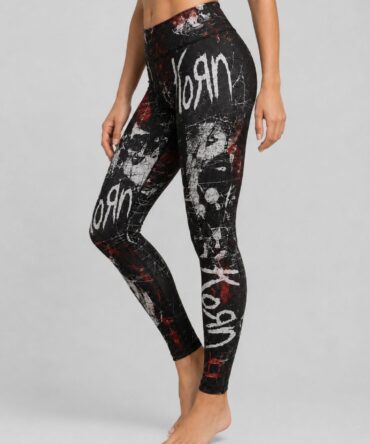 Calza de dama Korn diseño grunge negro rojo y blanco