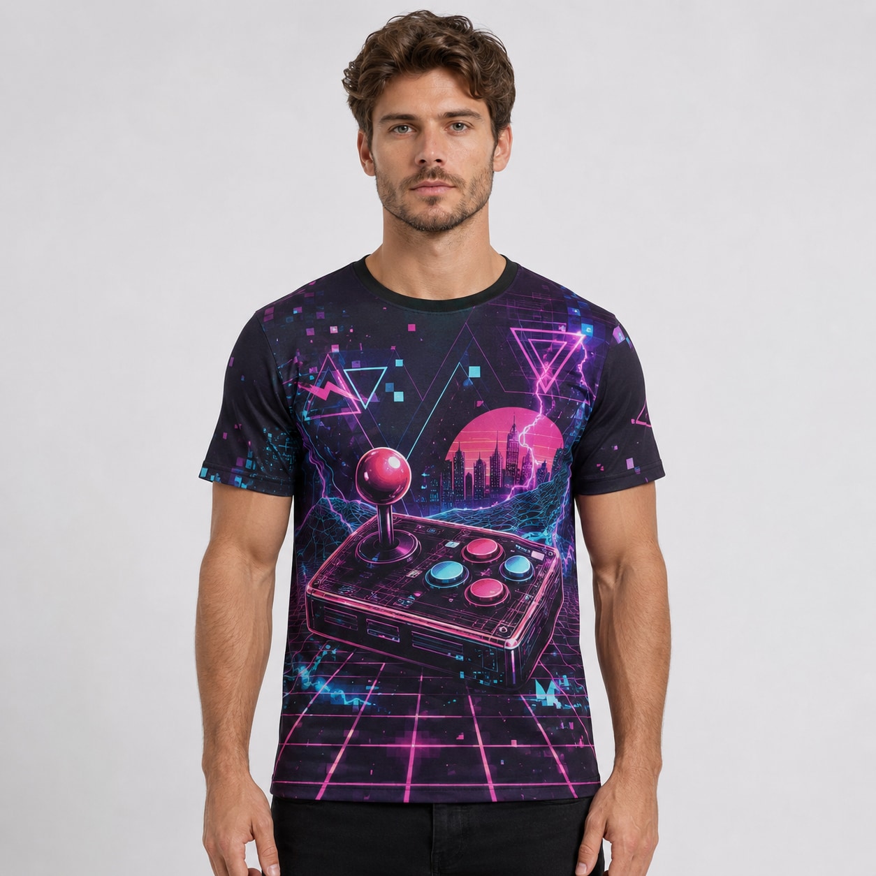 Remera Arcade Neon Retro full print Ranwey
