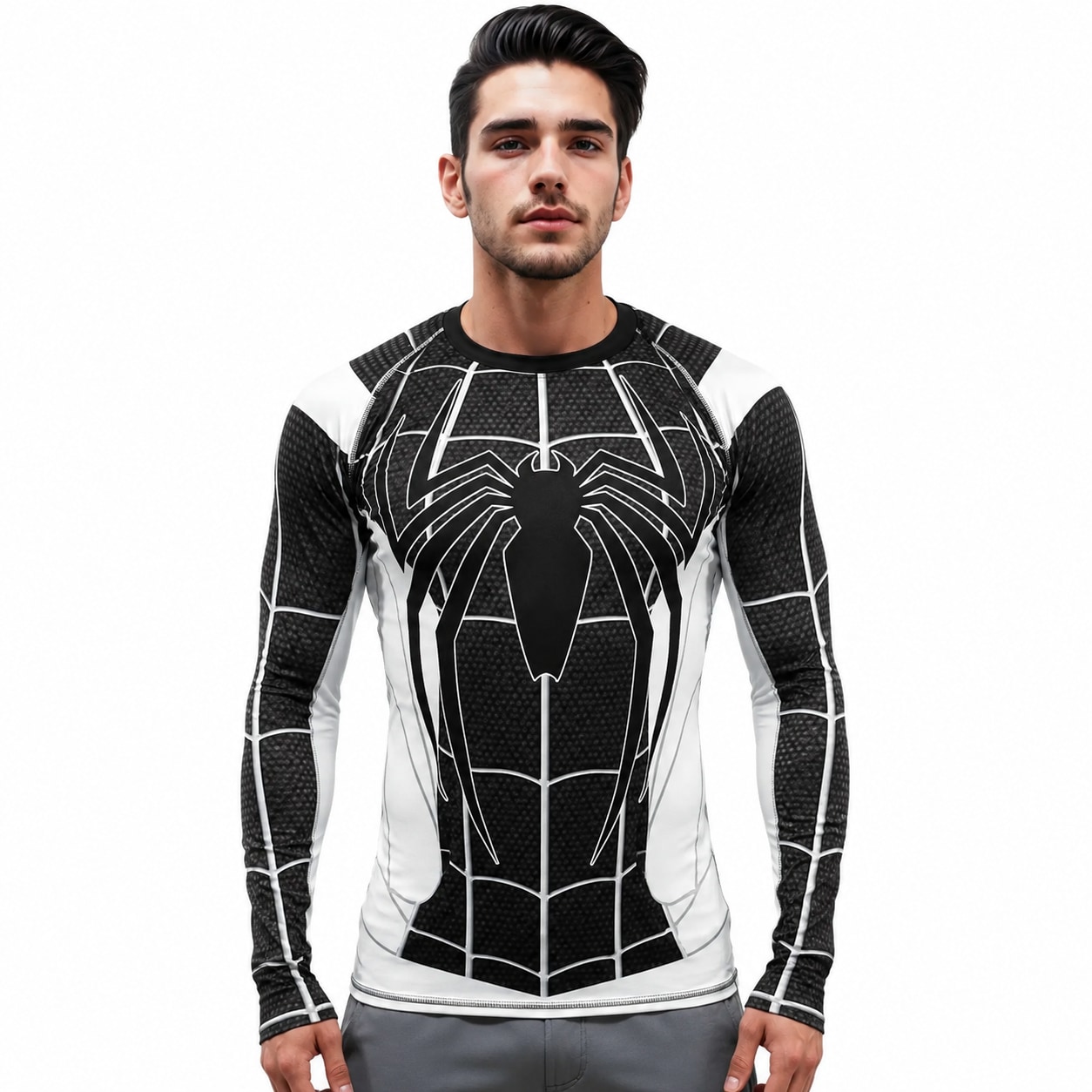 Remera Manga Larga Traje Arácnido Black White Ranwey