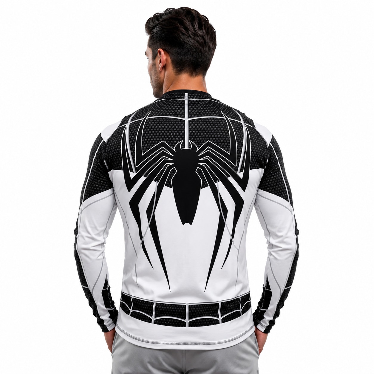 Remera Manga Larga Traje Arácnido Black White Ranwey