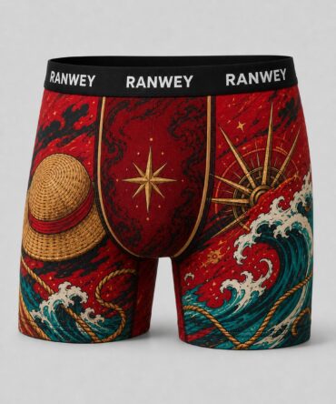 Calzoncillo Boxer Luffy - Sombrero de Paja — frente y semicostado v2 con pouch diferenciado