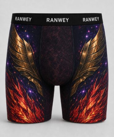 Calzoncillo Boxer Ikki - Fénix Dorado — frente y semicostado corregidos con pouch neutro