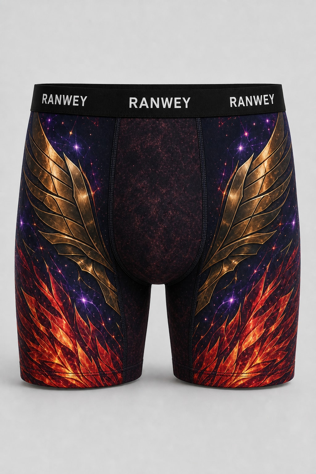 Calzoncillo Boxer Ikki - Fénix Dorado — frente y semicostado corregidos con pouch neutro
