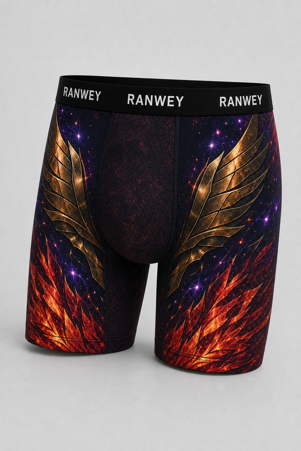 Calzoncillo Boxer Ikki - Fénix Dorado — frente y semicostado corregidos con pouch neutro