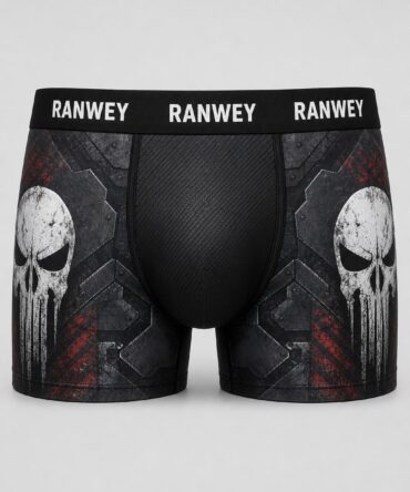 Calzoncillo Boxer Punisher - Calavera Táctica — frente, semicostado y dorso