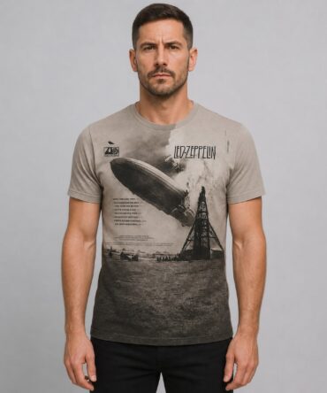 Remera Led Zeppelin mockup hiperrealista con humano