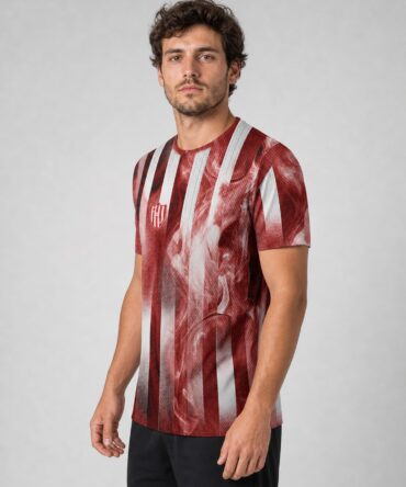 Camiseta Unión de Santa Fe - semi costado con modelo