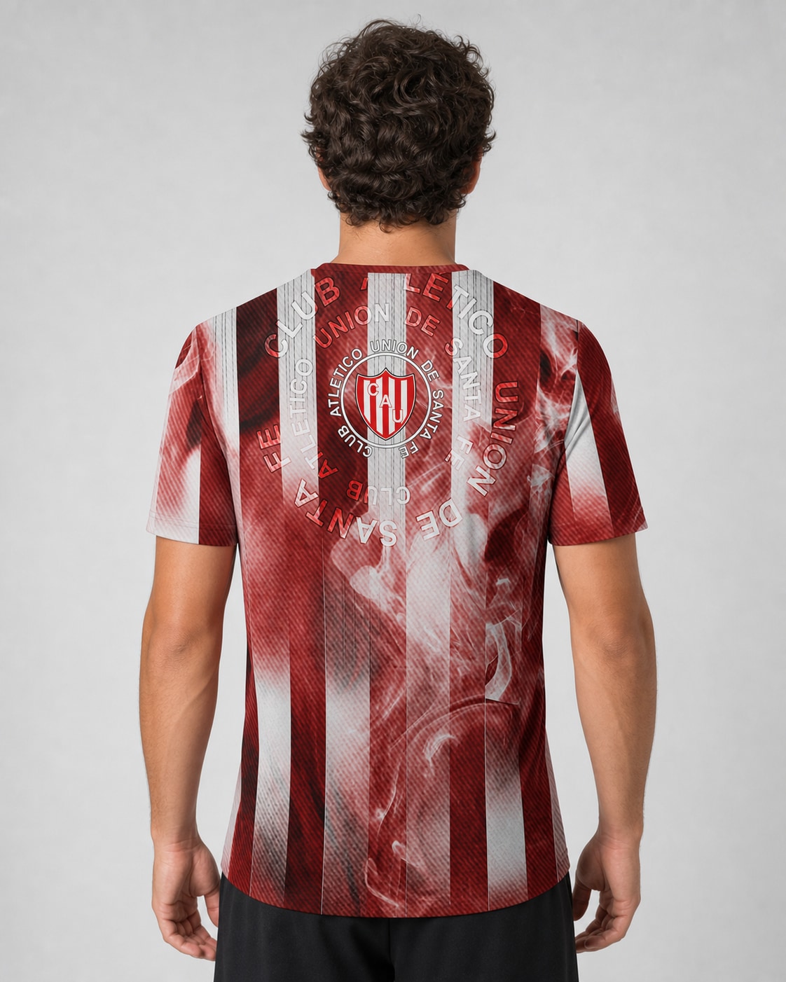 Camiseta Unión de Santa Fe - dorso con modelo