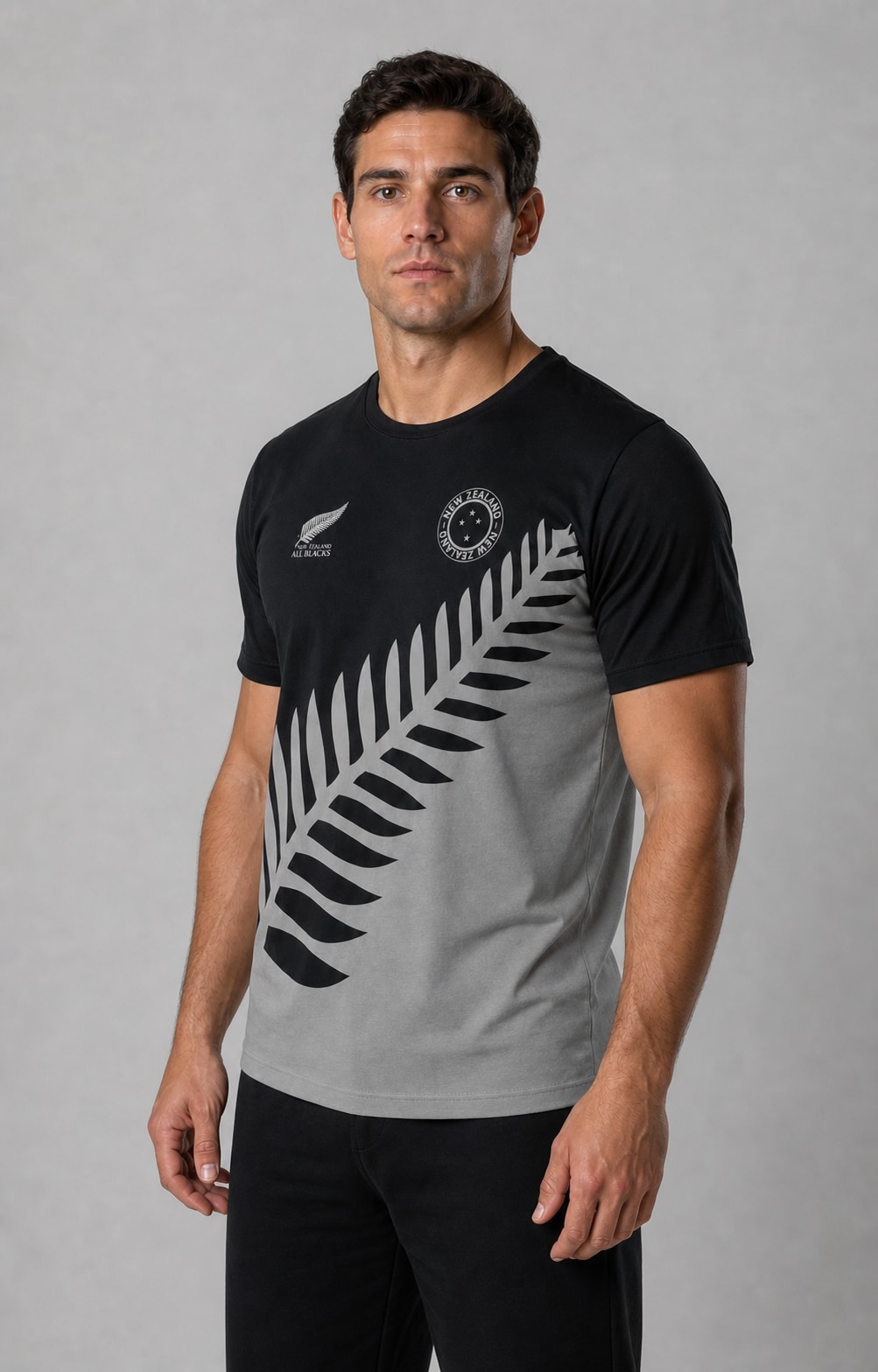 Remera All Blacks New Zealand - semi costado con modelo