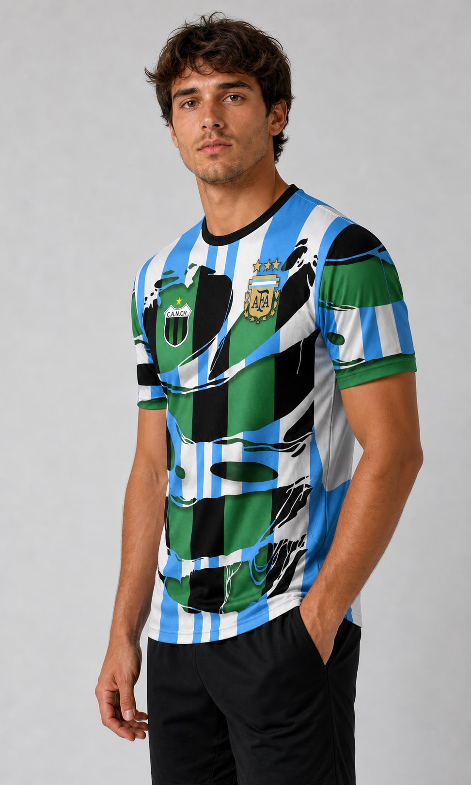 Camiseta Nueva Chicago Argentina - semi costado AFA tres estrellas