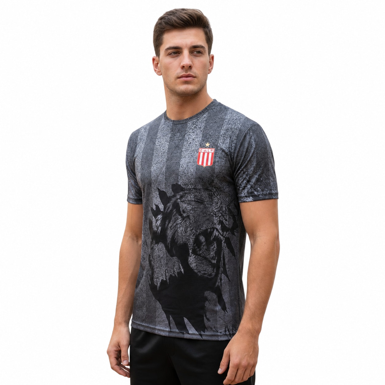 Camiseta Estudiantes de La Plata mockup hiperrealista semi costado