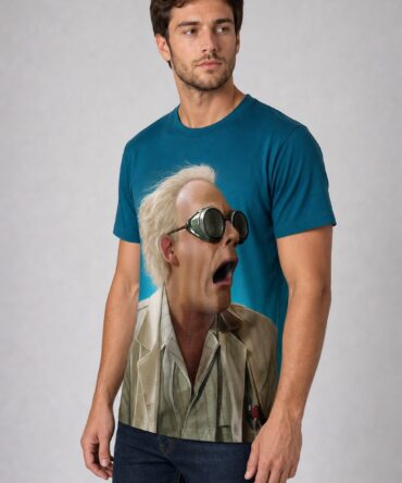 Remera Volver al Futuro Dr Brown - semi costado con modelo