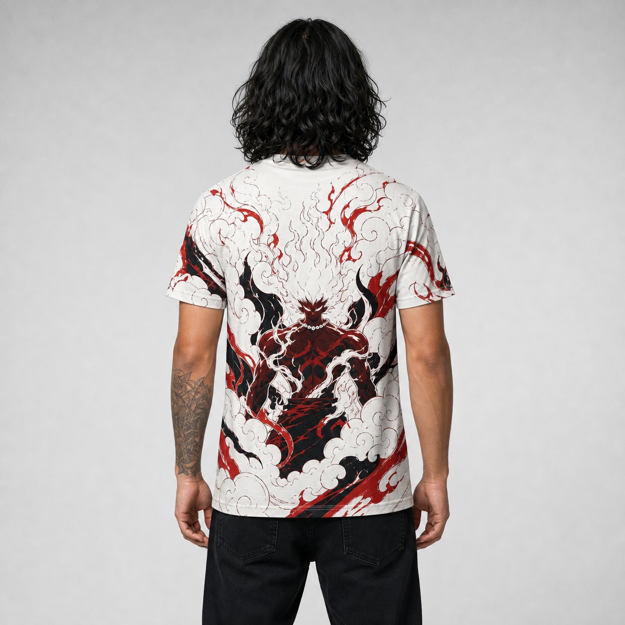Remera One Piece Despertar Gear Five — frente, semi costado y espalda