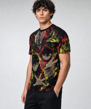 Remera Dandadan Turbo Oculto — frente, semi costado y espalda