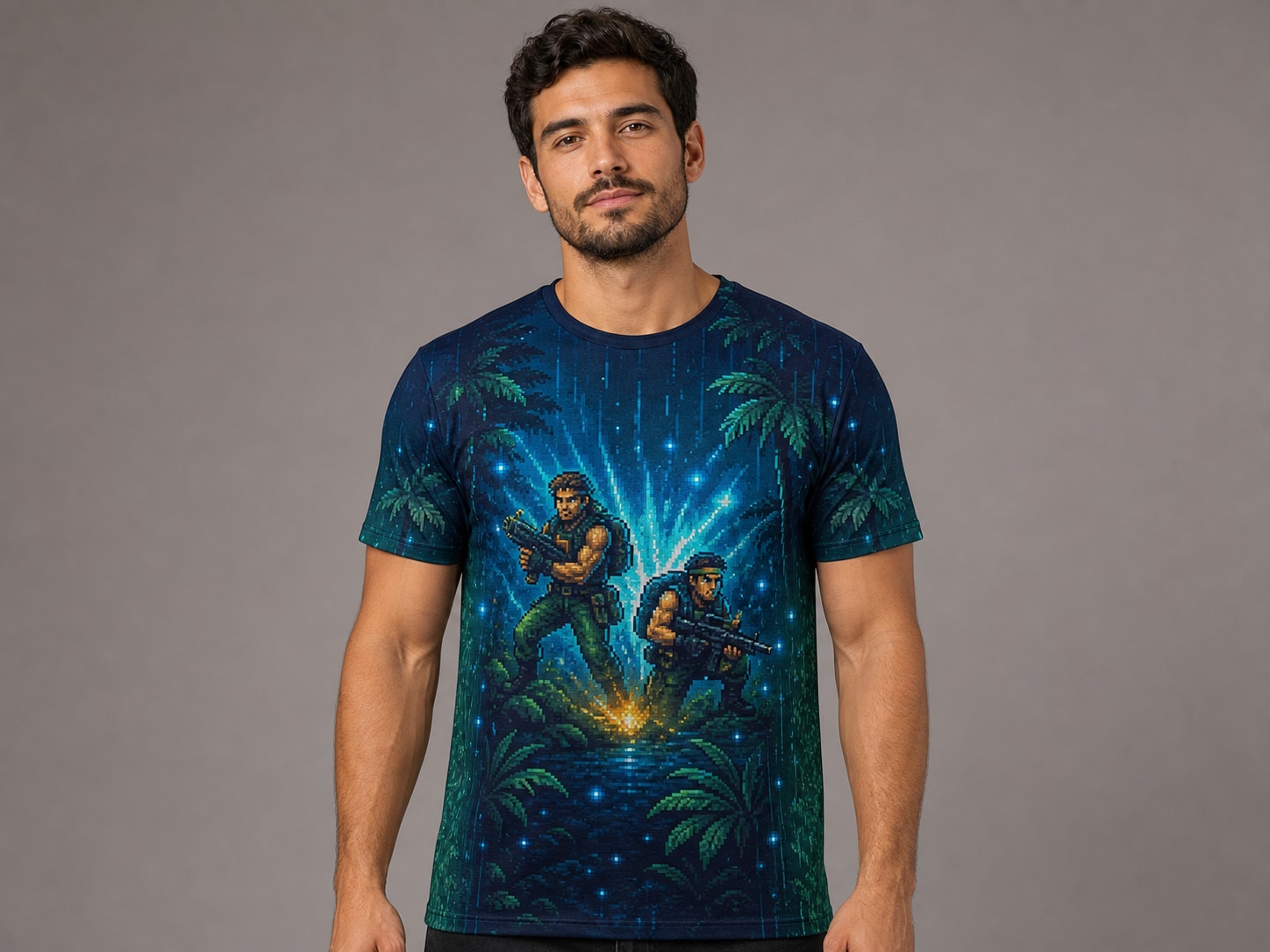 Remera Contra - Spread Shot — frente, semi costado y espalda v4