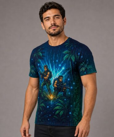 Remera Contra - Spread Shot — frente, semi costado y espalda v4