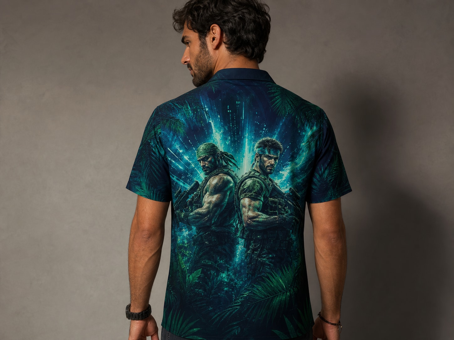 Remera Contra - Spread Shot — frente, semi costado y espalda v4