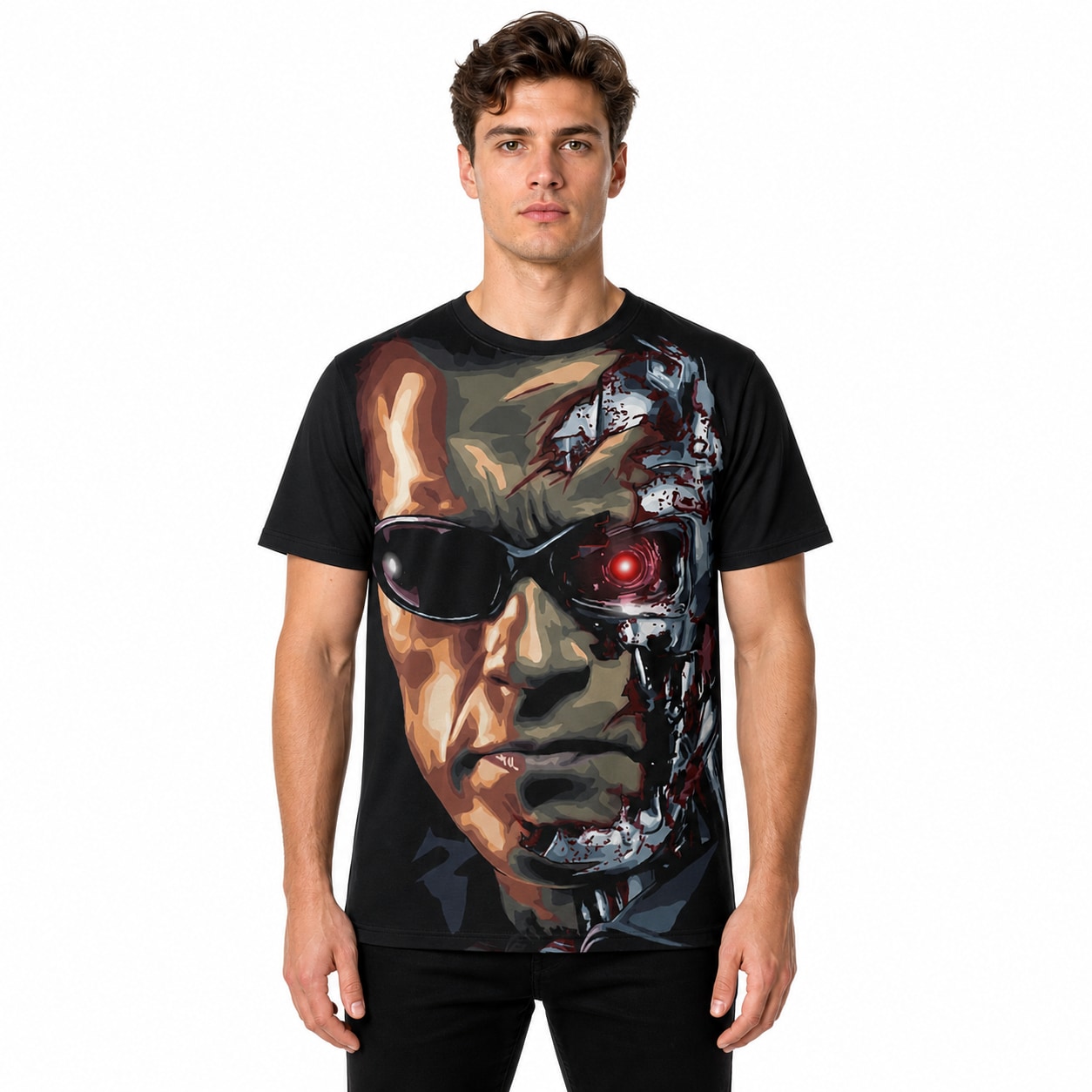Remera Terminator - frente con modelo humano