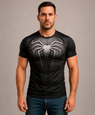 Remera Spiderman Hombre Arana - frente con modelo humano