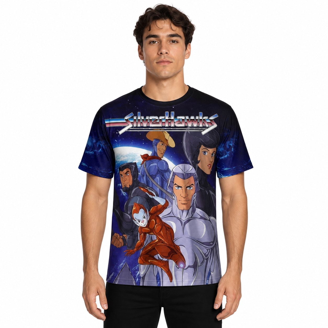 Remera Halcones Galacticos - frente con modelo humano