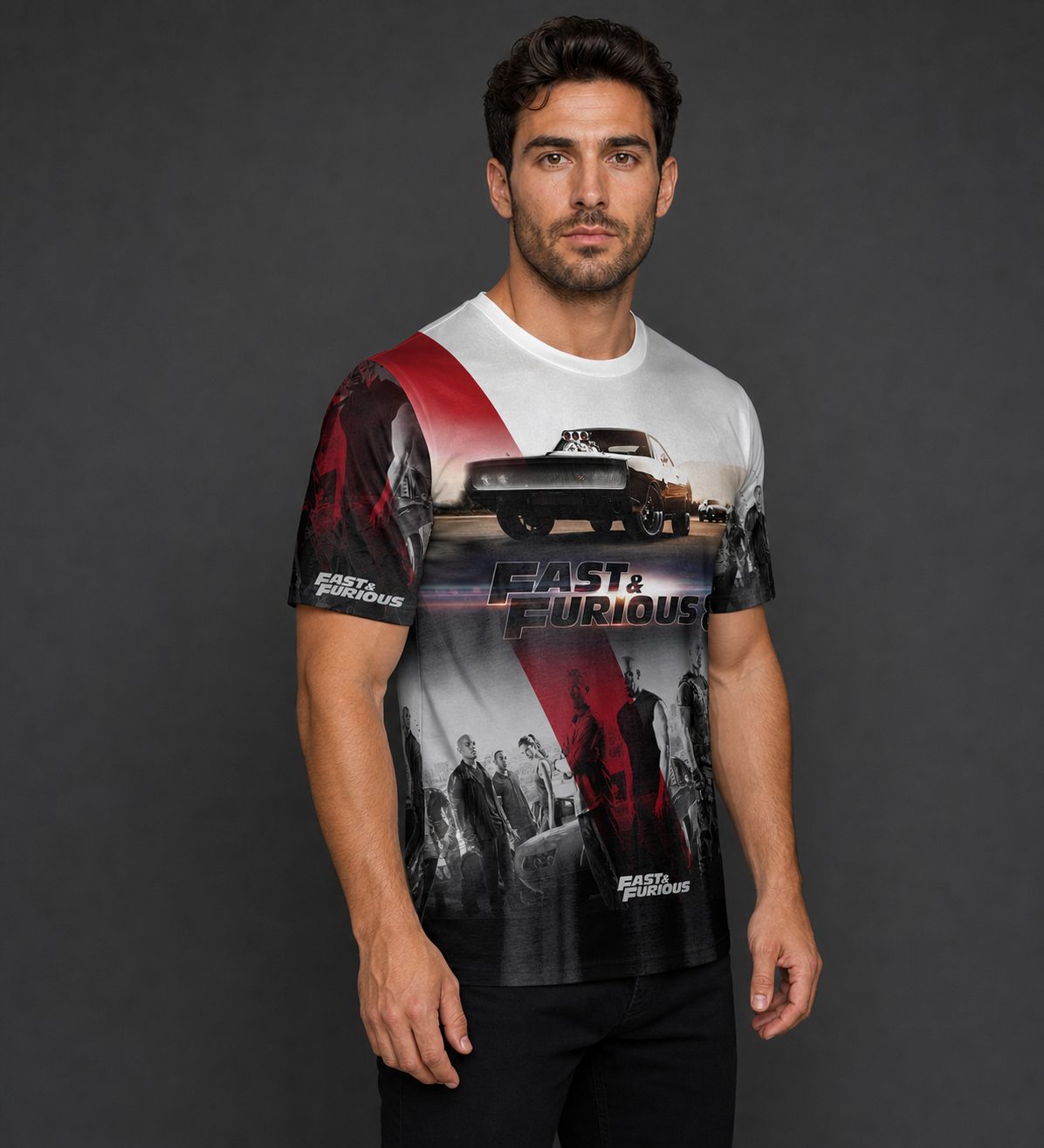 Remera Rapido y Furioso Pr147 - semi costado con modelo