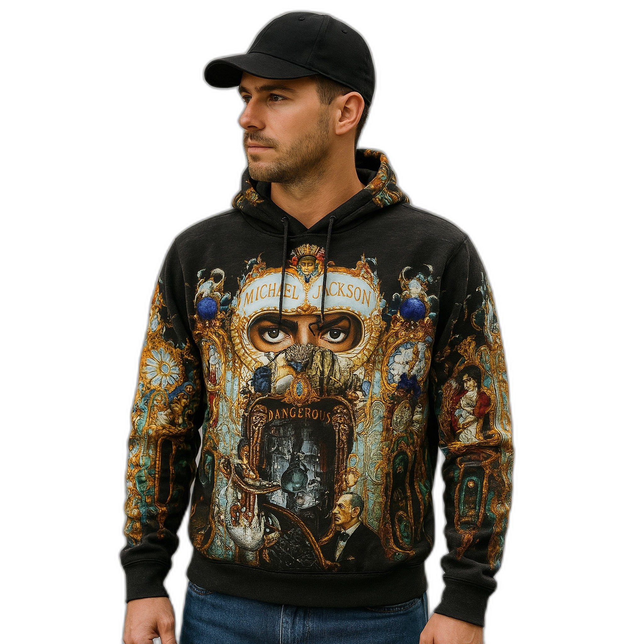 Buzo Michael Jackson Dangerous U002 - semi costado en modelo humano