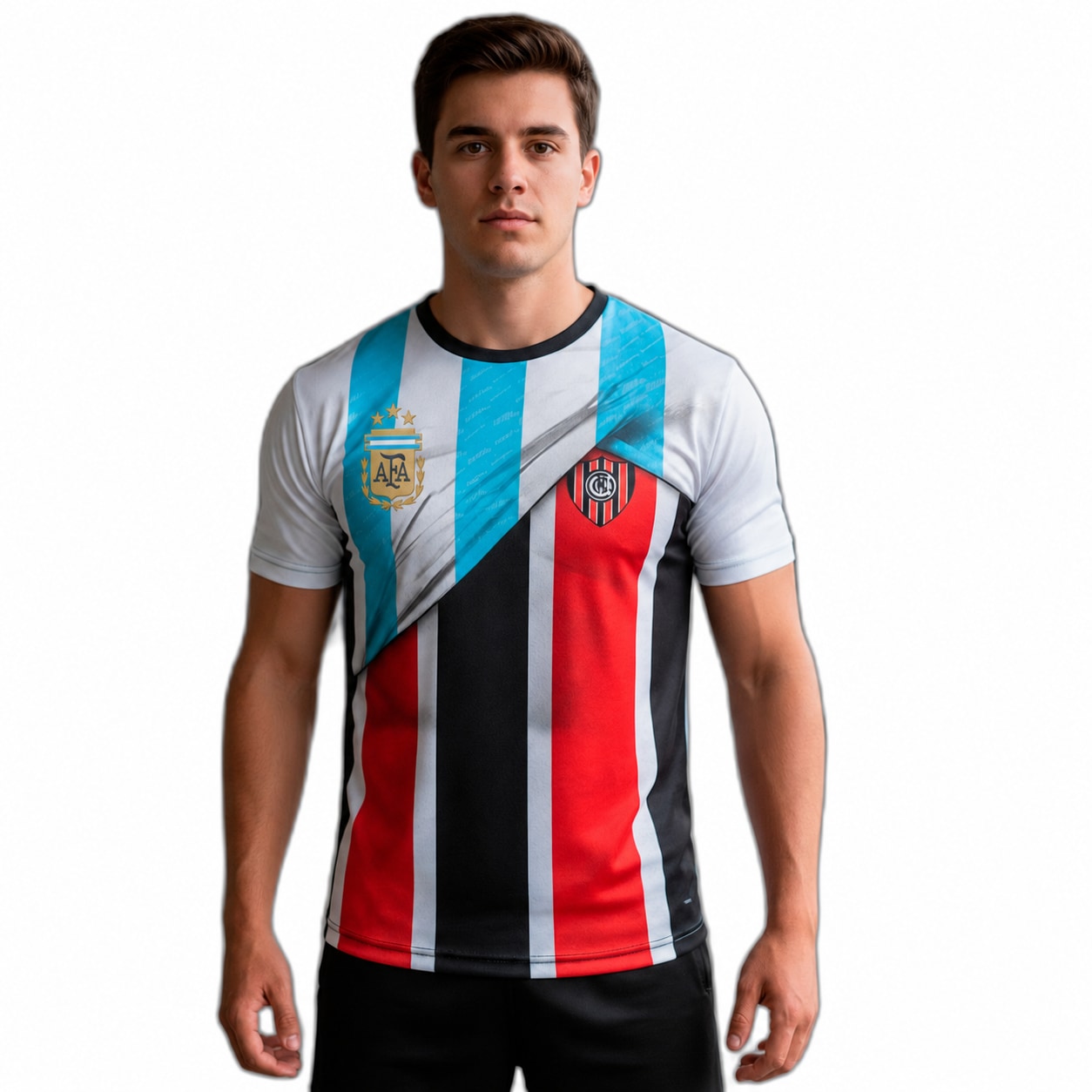 Camiseta club Argentina con escudo AFA de tres estrellas
