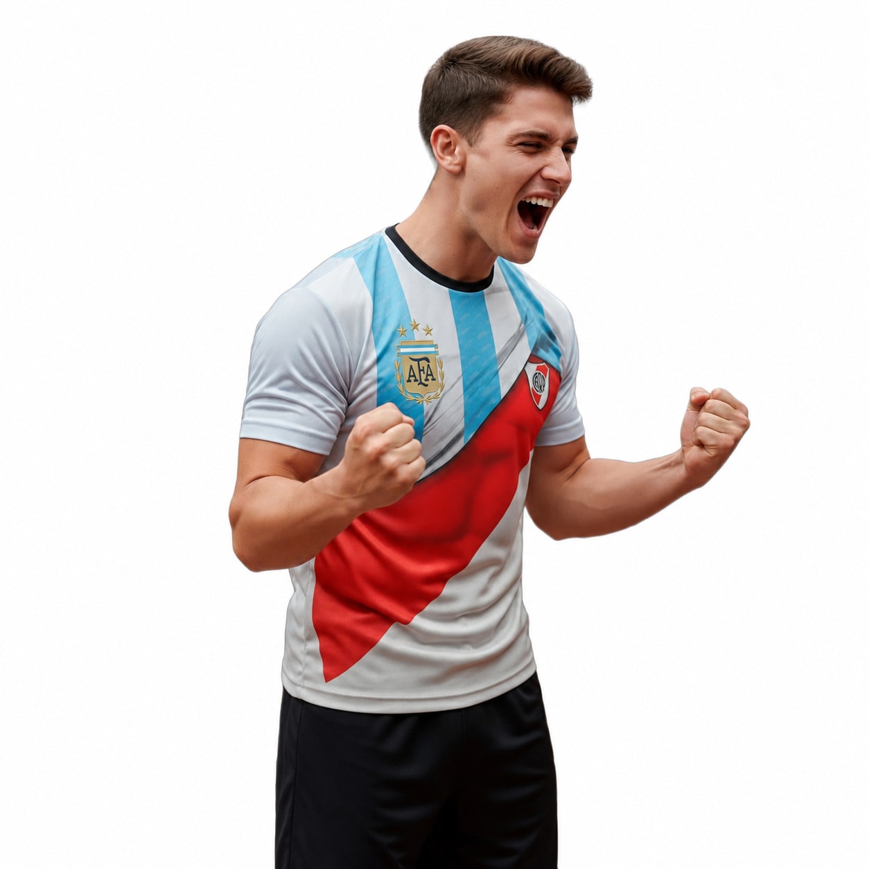Camiseta club Argentina con escudo AFA de tres estrellas