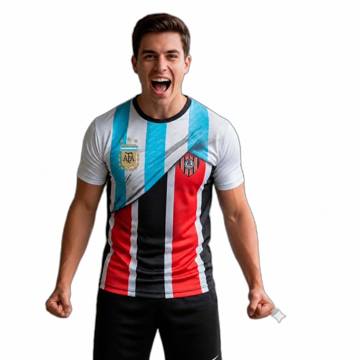 Camiseta club Argentina con escudo AFA de tres estrellas