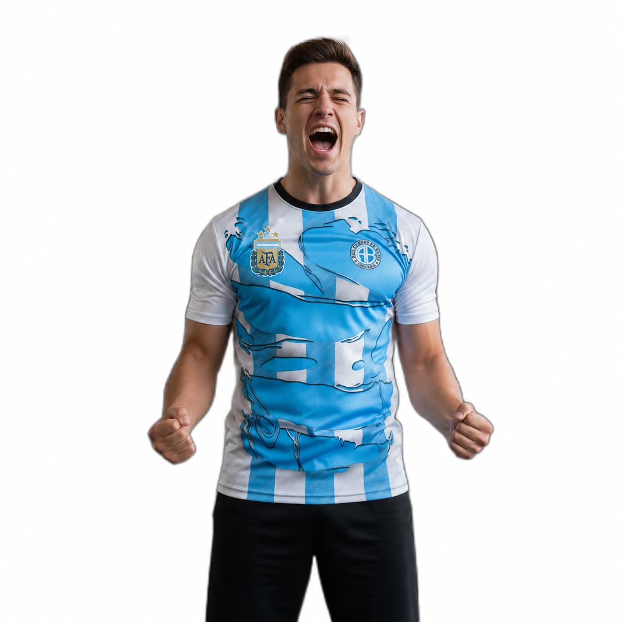 Camiseta club Argentina con escudo AFA de tres estrellas