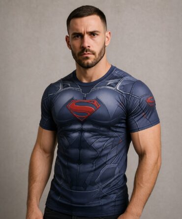 Remera Superman AS0016 - semi costado con modelo humano